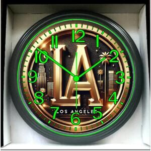 Los Angeles LA Lakers Dodgers Kings Angles Glow In The Dark Wall Clock New!